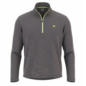 Masters Tech 1/4 Zip Golf Pullover Mens XL Gray Neon Green Trim Athletic Short